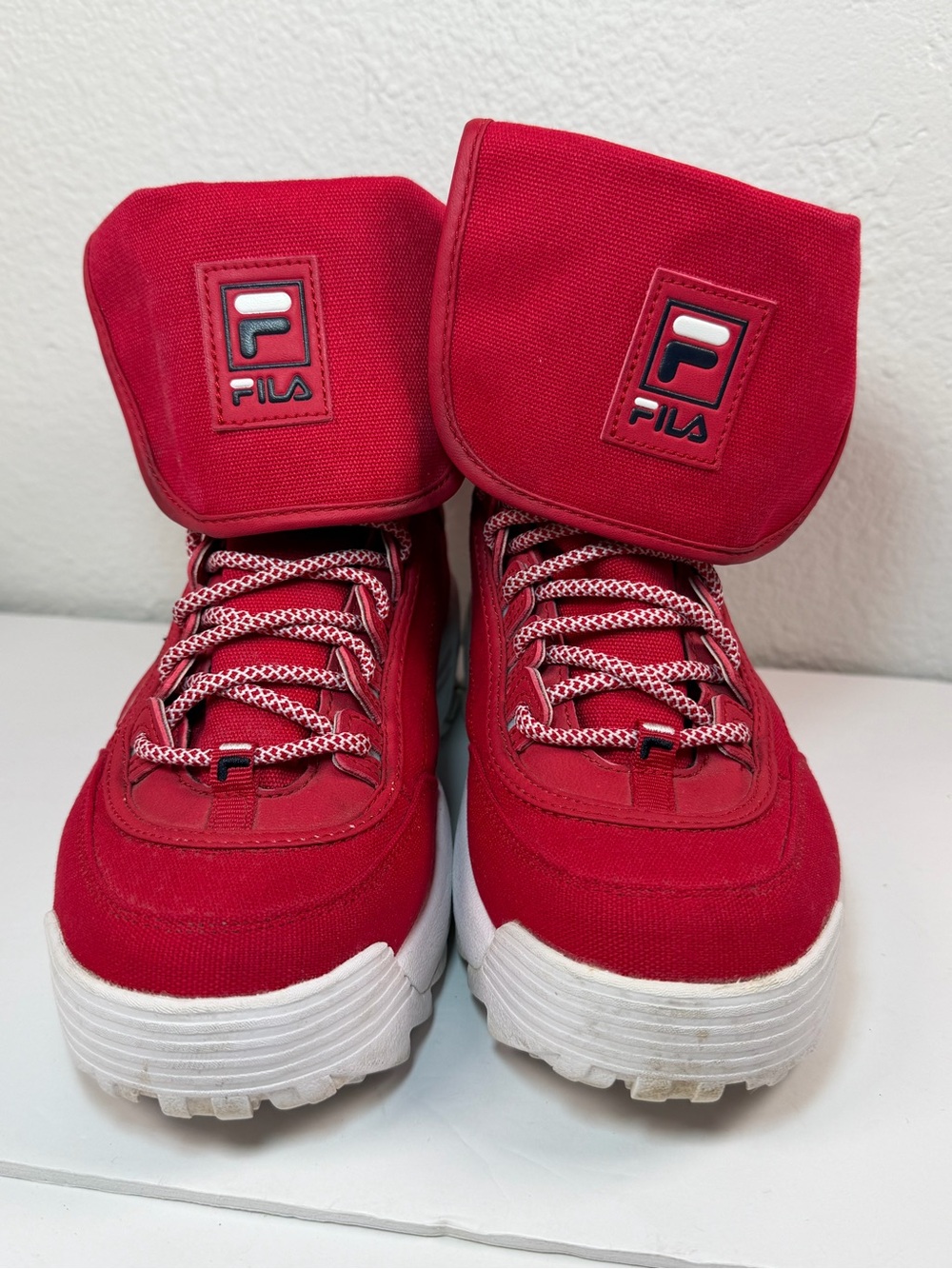 FILA Disruptor High Top Sneakers Women 9.5 Red Platform Chunky Boots - Picture 3 of 9